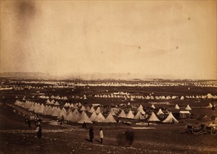 Looking towards Mackenzie's Heights, tents of the 33rd Regiment in the foreground, Crimean War,