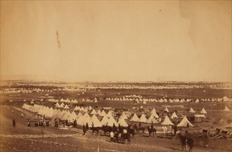 Looking towards Mackenzie's Heights, tents of the 33rd Regiment in the foreground, Crimean War,