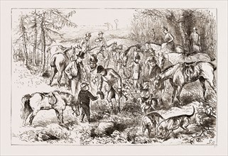IN THE HUNTING FIELD, HOME FOR THE HOLIDAYS: GETTING HIS FIRST BRUSH, 1876