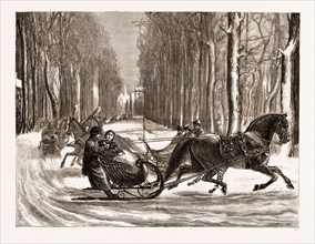 SLEIGHING AT THE HAGUE, HOLLAND, THE NETHERLANDS, 1876