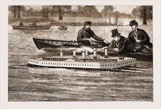 TRIAL OF A NEW STEAM CHANNEL FERRY ON THE SERPENTINE, 1876