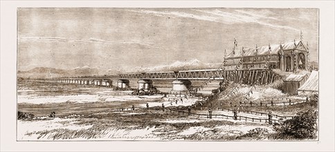 RAILWAY BRIDGE OVER THE CHENAB, PUNJAUB, INDIA: OPENED BY THE PRINCE OF WALES, 1876