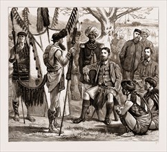 THE LATE CAPTAIN J. BUTLER (SINCE ASSASSINATED BY THE NAGAS) RECEIVING A DEPUTATION OF NATIVE