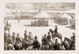 THE END OF THE CARLIST WAR: KING ALFONSO AND THE TROOPS HEARING MASS IN THE CAMP AT DEHESA DE