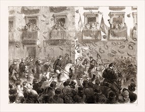 THE END OF THE CARLIST WAR: RECEPTION OF KING ALFONSO IN MADRID, SPAIN, 1876