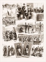 THE SYSTEM OF CONSCRIPTION IN FRANCE, 1876: 1. Specimens of the Conscripts. 2. Drawing Lots. 3.