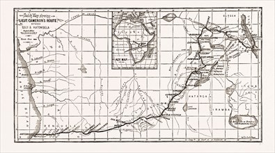 LIEUTENANT CAMERON'S MAP OF CENTRAL AFRICA: SHOWING HIS LINE OF MARCH FROM LAKE TANGANYIKA TO THE