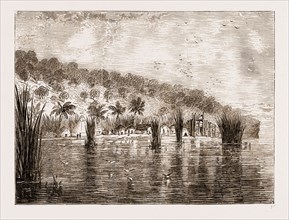 CAMP ON LAKE TANGANYIKA, AFRICA, 1876