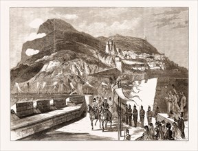 THE PRINCE OF WALES AT GIBRALTAR: ON THE WAY TO CASEMATE SQUARE, 1876