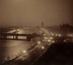 The Thames London by night, UK, Vintage photography 1903, Vintage photography
