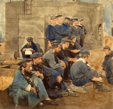 Crew of Monitor, Hampton Roads, Va. 1862, USA, US, Vintage photography