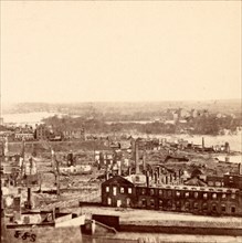 Panoramic view of Richmond in ruins, USA, US, Vintage photography