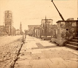 Meeting St., Charleston, S.C., looking South, showing the ruins of Circular church and the Mills