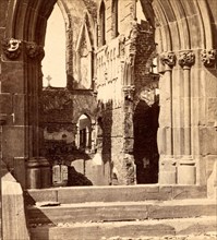 Ruins of Cathedral, Broad Street, USA, US, Vintage photography