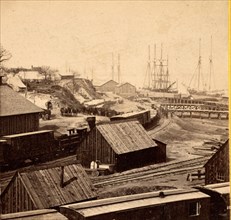 Gen. Grant's rail road, City Point, Va. looking north, USA, US, Vintage photography