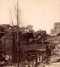 Ruins of railroad depot, Atlanta, Ga., USA, US, Vintage photography