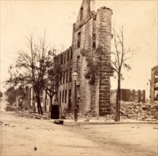 North-West corner public square, Chambersburg, Franklin Co., Pa., destroyed by the rebels under