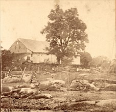 In Trossel's barnyard, Gettysburg, USA, US, Vintage photography