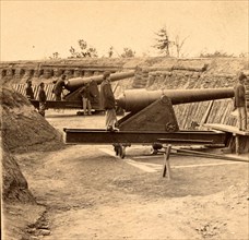View in Water Battery, James River, Va. Ready to fire, USA, US, Vintage photography