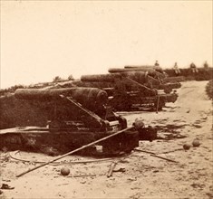 Confederate fortifications, Yorktown, Va., USA, US, Vintage photography