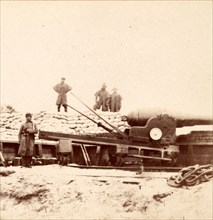 English Armstrong gun in Fort Fisher, N.C., USA, US, Vintage photography