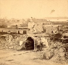 Fort Moultrie Sallyport and ruins of the fort from the interior, USA, US, Vintage photography