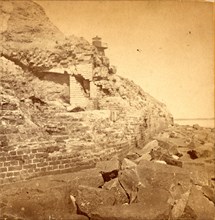 Damage to exterior wall of Fort Sumter from bombardment, Charleston, South Carolina. Fort Sumter is