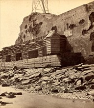 Palmetto fortifications on the channel side of Fort Sumpter (i.e. Sumter). Fort Sumter is a Third