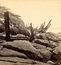 Sea face of Fort Sumpter (i.e. Sumter), shewing (i.e. showing) broken guns &c. Fort Sumter is a