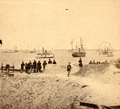 View from the parapet of Fort Sumpter (i.e. Sumter), with Charleston in the distance, taken April