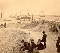 View from the parapet of Fort Sumpter (i.e. Sumter), Charleston Harbor, S.C., during the raising of