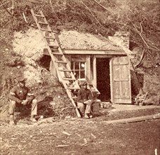 Bomb-proof quarters of Major Strong, at Dutch Gap, Va., July, 1864, US, USA, America, Vintage