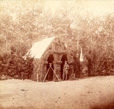 Winter quarters of the Engineer Corps., US, USA, America, Vintage photography