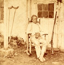 John L. Burns, the old hero of Gettysburgh (i.e. Gettysburg), recovering from his wounds, US, USA,