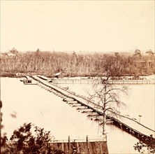 Pontoon across the Appomattox River, Va., Broadway Landing, US, USA, America, Vintage photography
