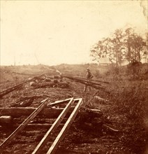 How Sherman's boys fixed the railroad, US, USA, America, Vintage photography