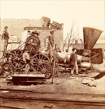 A crippled locomotive in Richmond, US, USA, America, Vintage photography