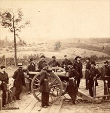 Maj. Gen. Sherman and staff. This view was taken in the trenches before Atlanta, Ga., US, USA,