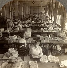 Inspecting sheets of paper money, Bureau of Printing and Engraving, Washington, D.C., US, USA,