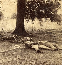 Confederate soldiers who had evidently been shelled by our batteries on Round Top, at the Battle of