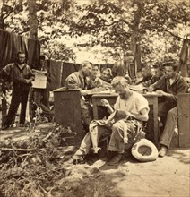 War views. No. 1501, Camp life, Army of the Potomac, writing to friends at home, US, USA, America,