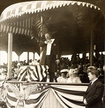 President Roosevelt delivering his address, Georgia Day, Jamestown Exposition, Va., US, USA,