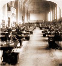 Interior of Bates Hall, Boston Free Library, US, USA, America, Vintage photography