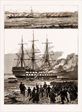 THE BURNING OF THE TRAINING SHIP "GOLIATH", 1876:1. The Remains of the Vessel. 2. The Vessel on