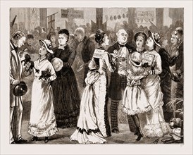 BAZAAR AT THE "STAR AND GARTER," RICHMOND, IN AID OF THE NATIONAL ORPHAN HOME, LONDON, UK, 1876