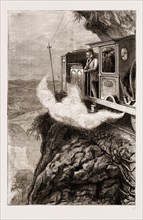 COLOMBO TO KANDY, INDIA, 1876: THE PRINCE OF WALES RIDING ON AN ENGINE OVER "SENSATION ROCK"