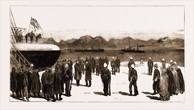 EGYPT AFTER THE WAR: THE HON. MARK NAPIER BIDDING FAREWELL TO ARABI AND HIS FELLOW-EXILES ON THEIR
