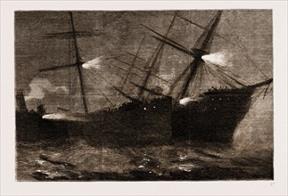 THE FATAL COLLISION AT THE MOUTH OF THE MERSEY BETWEEN THE INMAN MAIL STEAMER "CITY OF BRUSSELS"