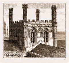 THE UNSAFE CONDITION OF PETERBOROUGH CATHEDRAL: THE CENTRAL TOWER NOW BEING PULLED DOWN, UK, 1883