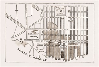 Plan of Kingston, Jamaica, 1883: The Shaded Part shows the Portion of the City which has been Burnt